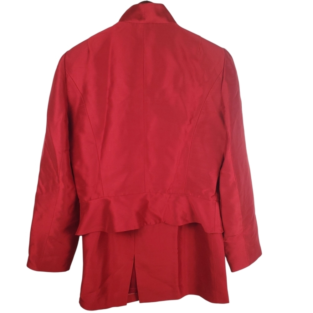 Vntg 90s Kay Unger Red Silk Suit. Cropped Jacket and Skirt. Size 10. #219 - Picture 10 of 16